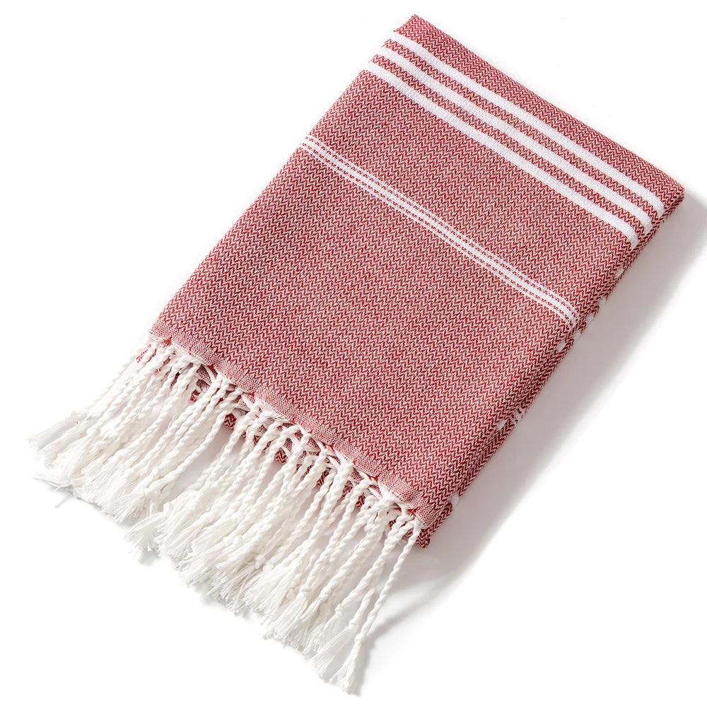 Holiday Towels with Tassel, Striped Bath Towels, Natural Turkish Beach Towel Set for Bathroom Pool Absorbent Towels