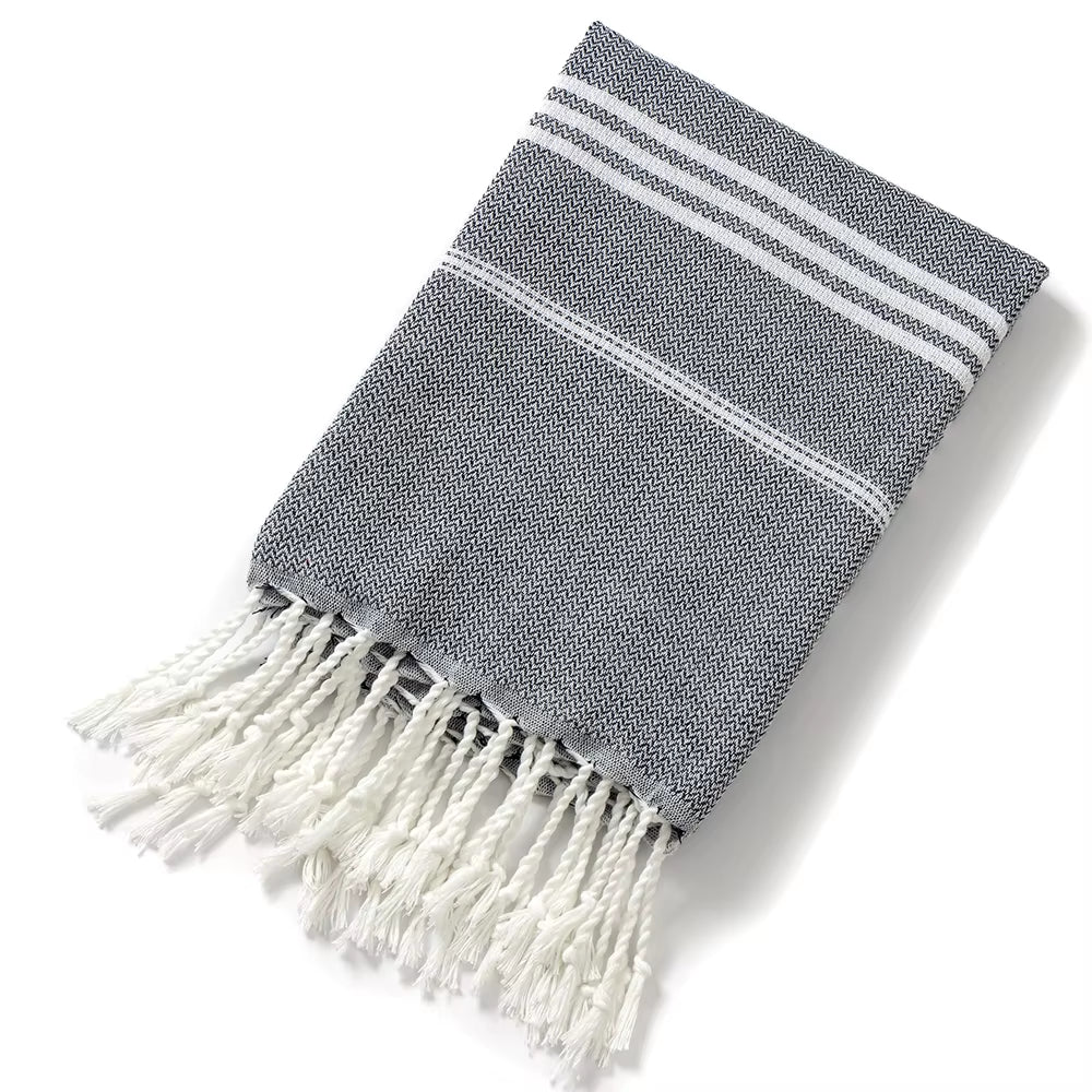 Holiday Towels with Tassel, Striped Bath Towels, Natural Turkish Beach Towel Set for Bathroom Pool Absorbent Towels