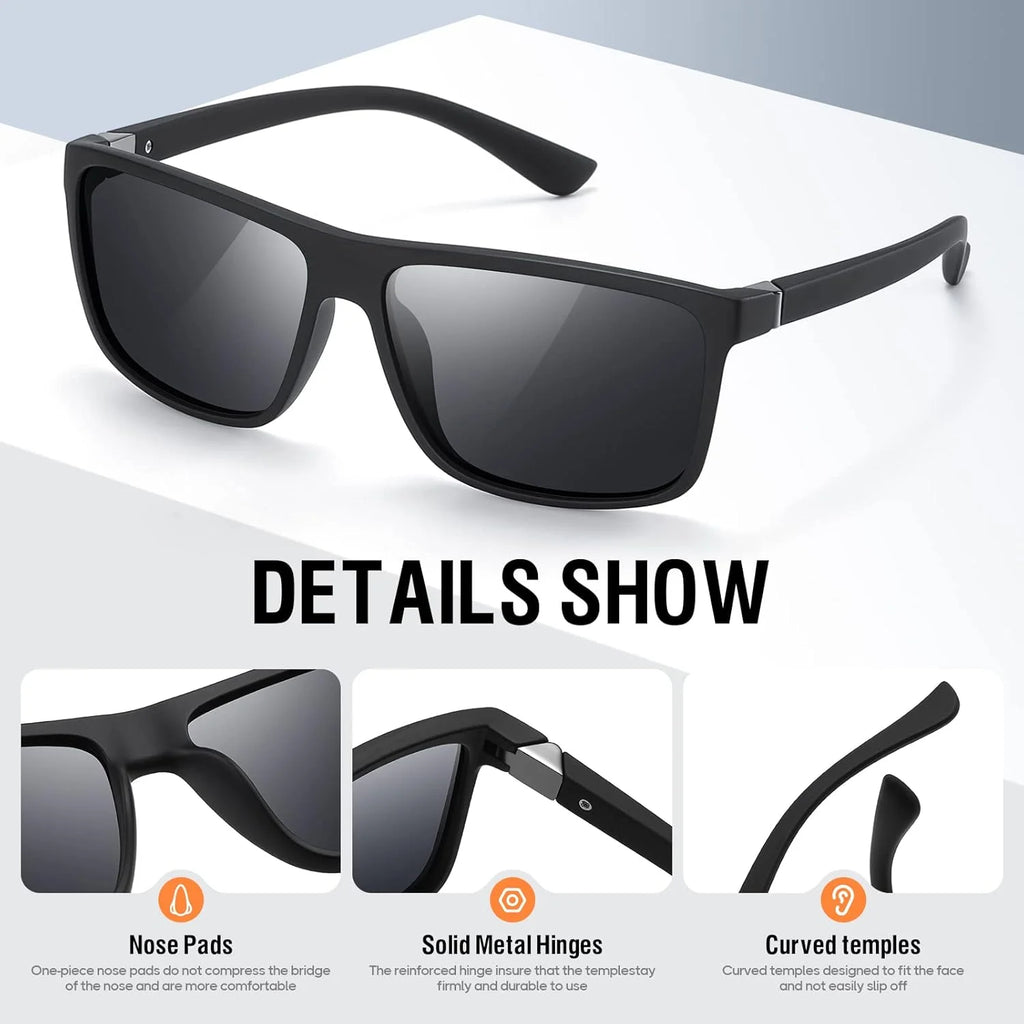 Polarized Retro Square Sunglasses (Blue)