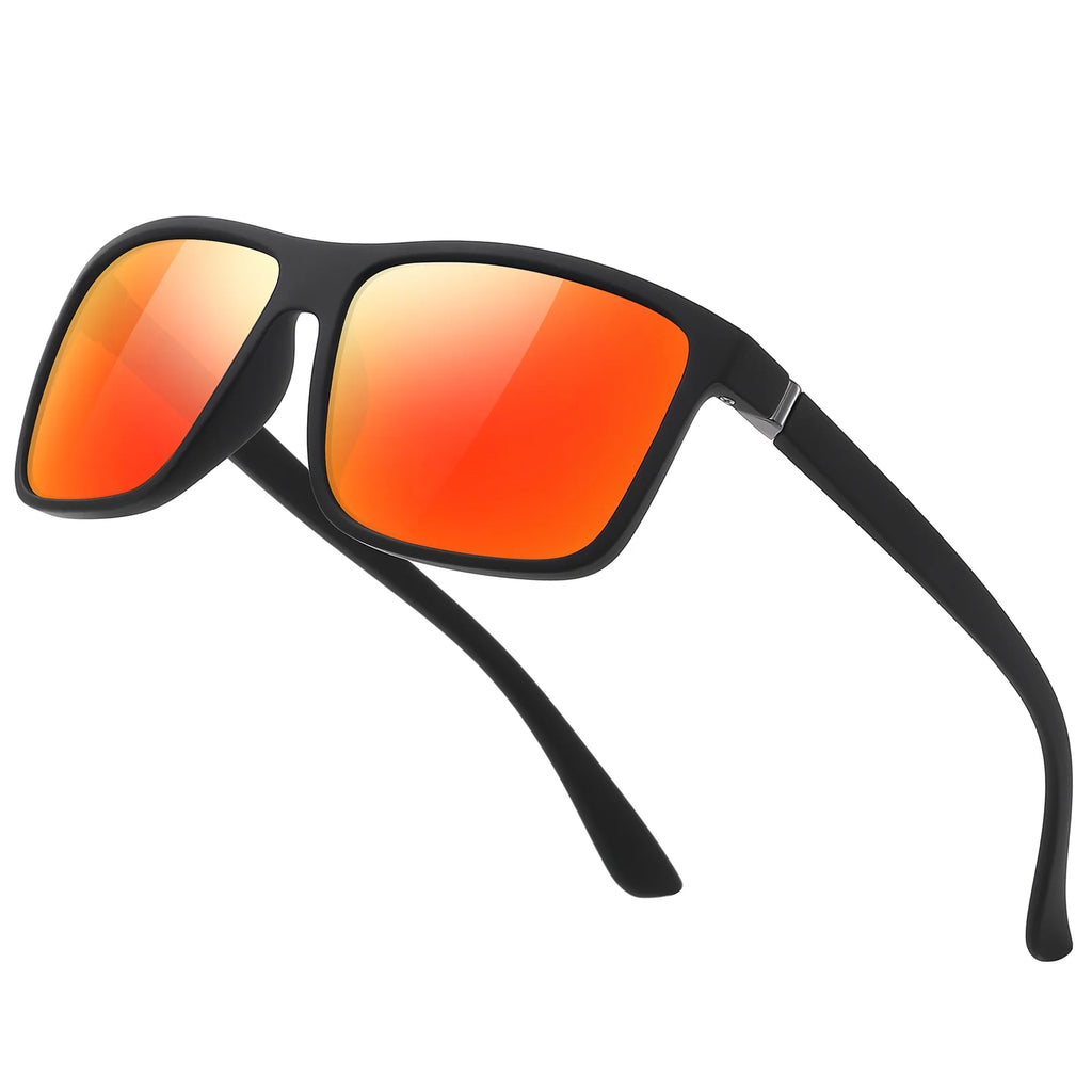 Polarized Retro Square Sunglasses (Red)
